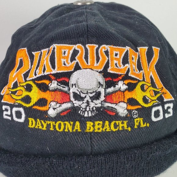 Vtg 2003 CSI Bullet Proof Bike Week Daytona Beach Florida Hook Loop Skull Cap - Picture 3 of 9